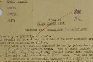 Arsip WO 203/2455 Surat Nomor 02271 (tertanggal 2 November 1945) berisi Keterangan (Awal) Kapten Laughland dan Kapten Smith